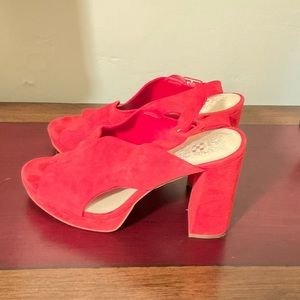 Red suede platforms size 9.5